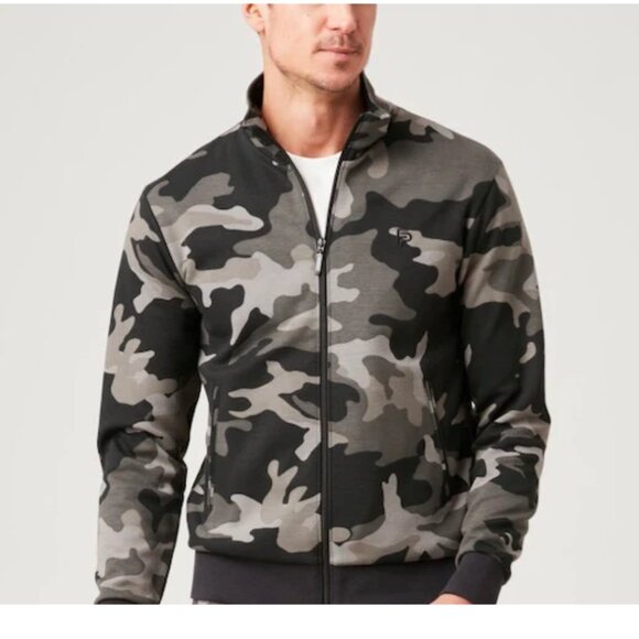 Flint Park Other - NWT Men's Flint Park Court Sport Jacket Black Gray Camo Poly/Cotton Blend XL $88